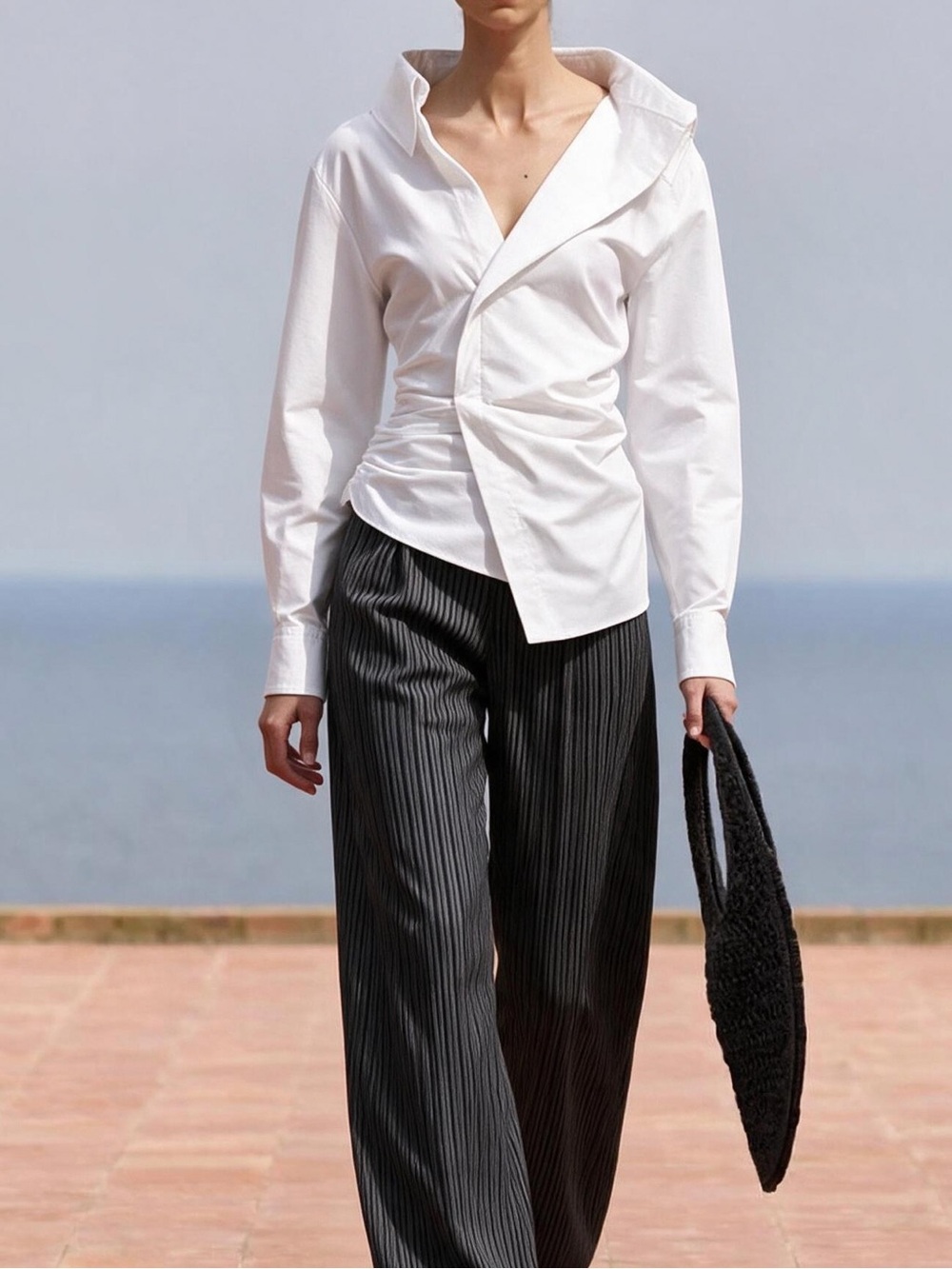 Jacquemus La Chemise Elie Asymmetric Cotton Blouse White